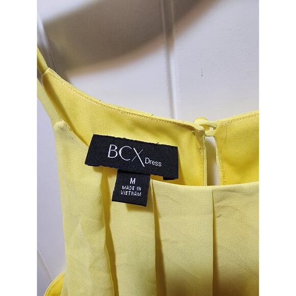 BCX Yellow Dress Women's M Halter Elastic Waist Lined Spring Summer - Picture 2 of 7